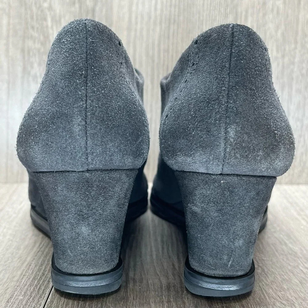Ellen Tracy Booties Womens Sz 9.5M Active Tobin Wingtip Wedge Lace Up Suede Gray - Picture 5 of 12